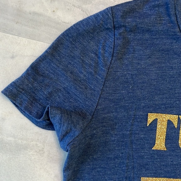 Forever 21 Tupac forPRESIDENT  Medium blue women’s cut T-shirt gold glitter SZ M - Picture 5 of 9